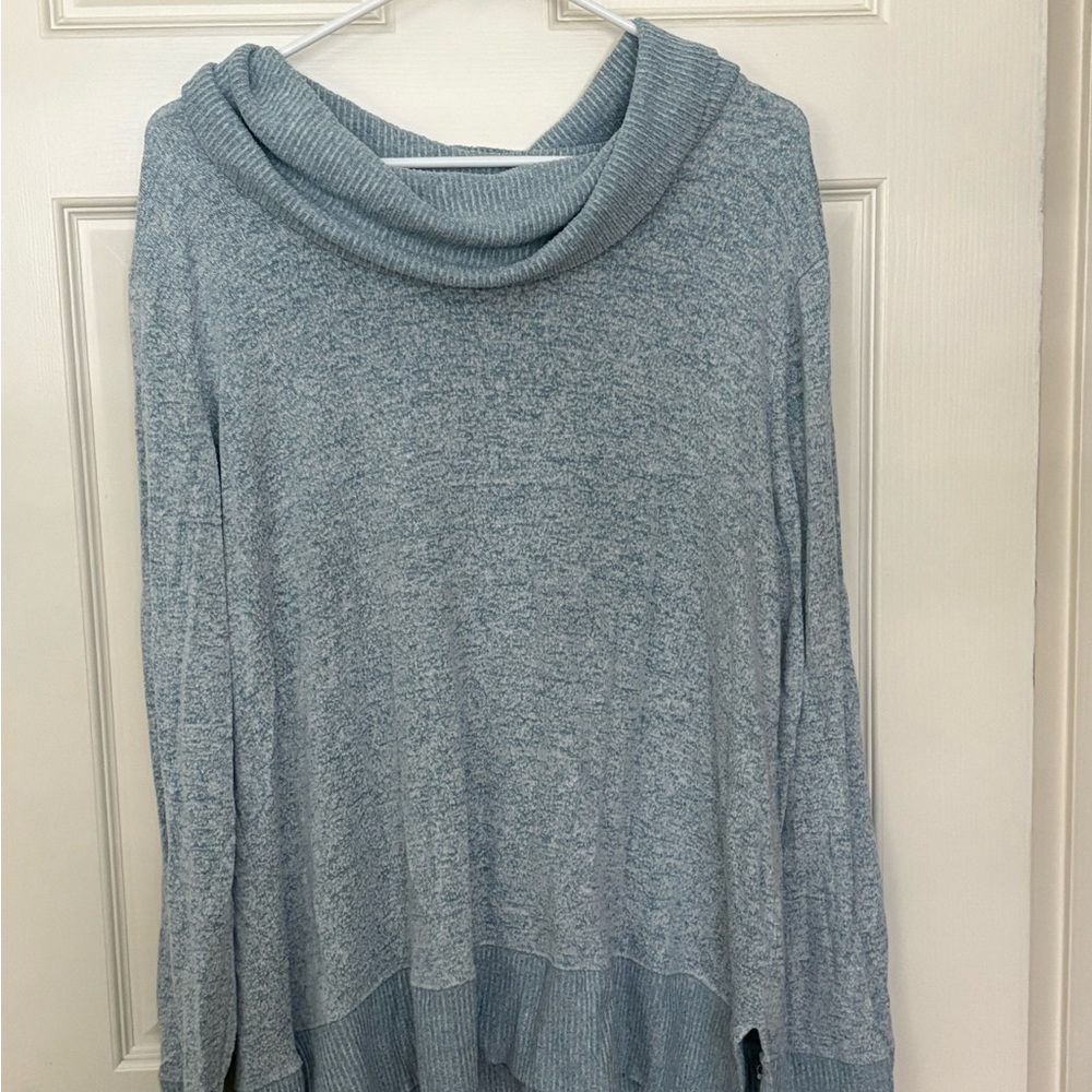 Nine West Heathered Blue Cowl Neck Sweater